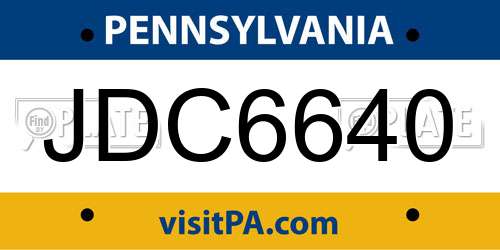 JDC6640 Pennsylvania License Plate