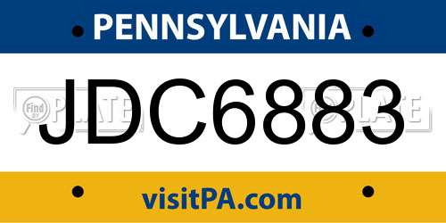 JDC6883 Pennsylvania License Plate