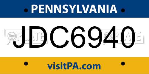JDC6940 Pennsylvania License Plate