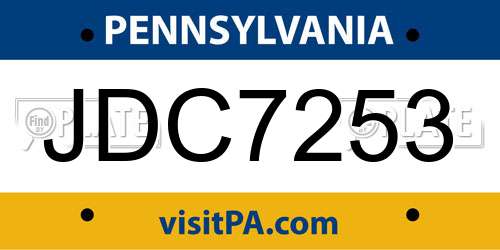 JDC7253 Pennsylvania License Plate