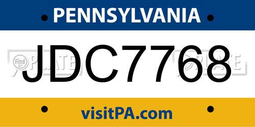 JDC7768 Pennsylvania License Plate