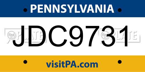 JDC9731 Pennsylvania License Plate