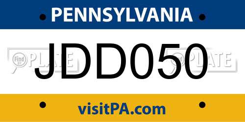 JDD050 Pennsylvania License Plate