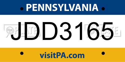 JDD3165 Pennsylvania License Plate