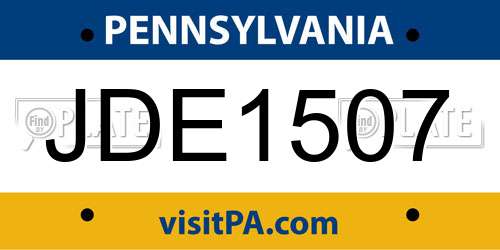 JDE1507 Pennsylvania License Plate