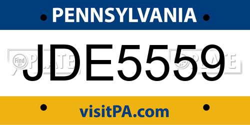 JDE5559 Pennsylvania License Plate