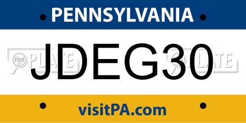 JDEG30 Pennsylvania License Plate