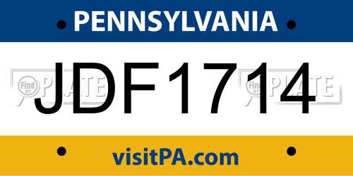 JDF1714 Pennsylvania License Plate