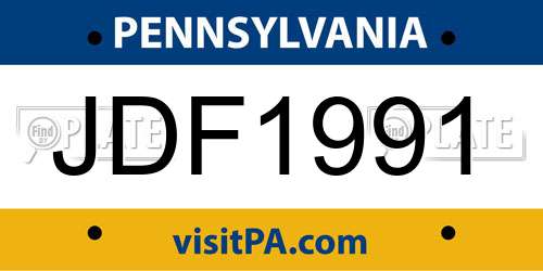 JDF1991 Pennsylvania License Plate