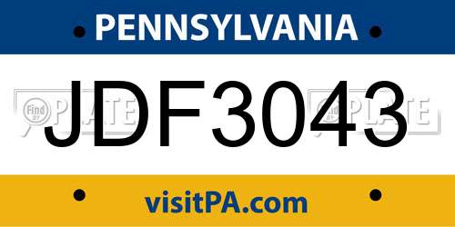 JDF3043 Pennsylvania License Plate
