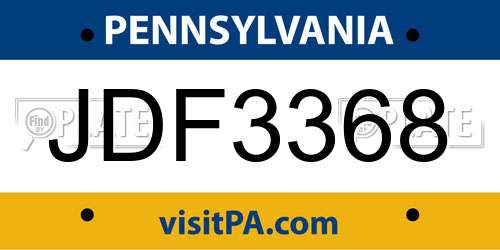 JDF3368 Pennsylvania License Plate