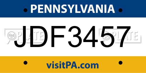 JDF3457 Pennsylvania License Plate