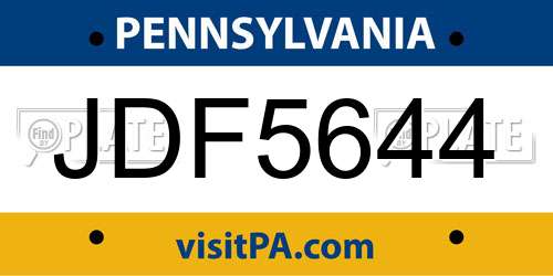 JDF5644 Pennsylvania License Plate