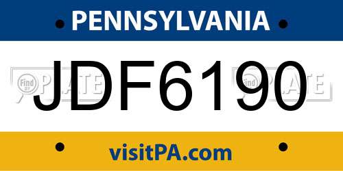 JDF6190 Pennsylvania License Plate