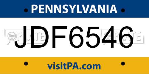 JDF6546 Pennsylvania License Plate