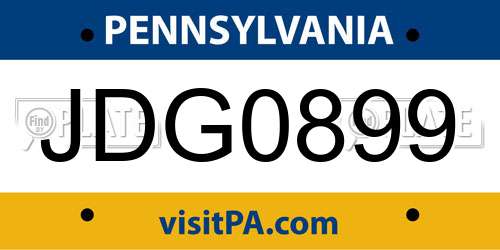 JDG0899 Pennsylvania License Plate