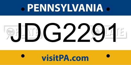JDG2291 Pennsylvania License Plate