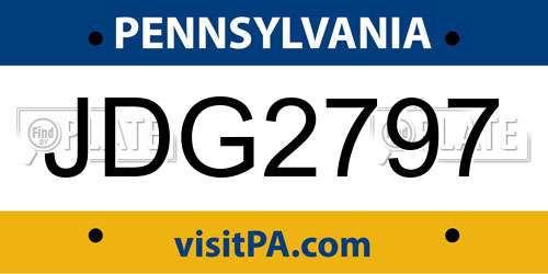 JDG2797 Pennsylvania License Plate