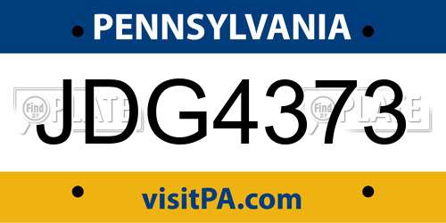 JDG4373 Pennsylvania License Plate
