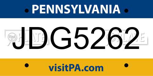 JDG5262 Pennsylvania License Plate