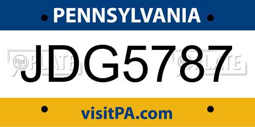 JDG5787 Pennsylvania License Plate