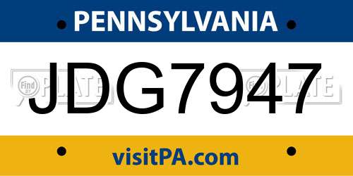 JDG7947 Pennsylvania License Plate
