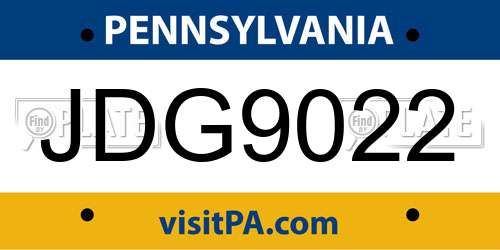 JDG9022 Pennsylvania License Plate