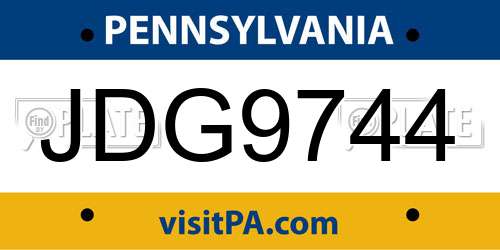 JDG9744 Pennsylvania License Plate