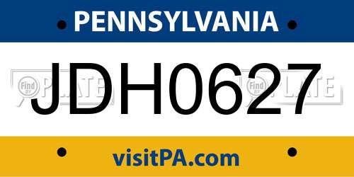 JDH0627 Pennsylvania License Plate