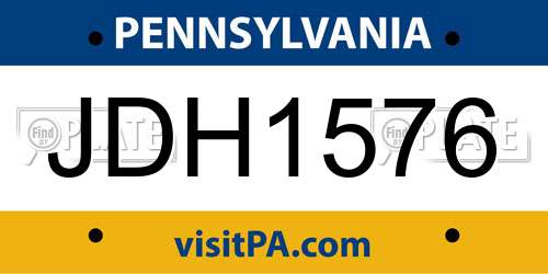 JDH1576 Pennsylvania License Plate