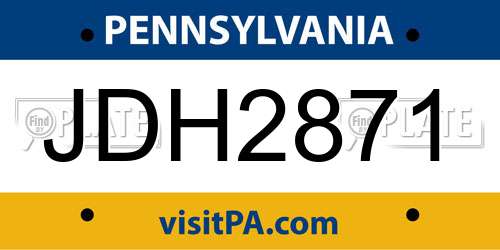 JDH2871 Pennsylvania License Plate