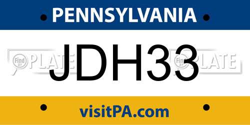 JDH33 Pennsylvania License Plate