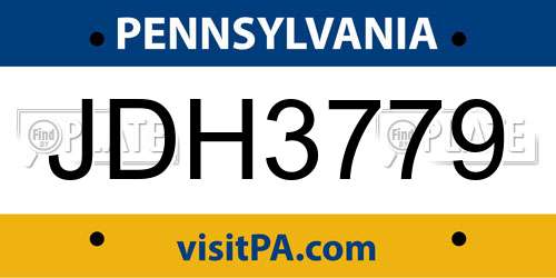 JDH3779 Pennsylvania License Plate