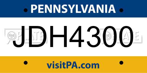 JDH4300 Pennsylvania License Plate