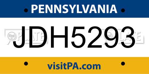 JDH5293 Pennsylvania License Plate