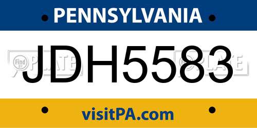JDH5583 Pennsylvania License Plate