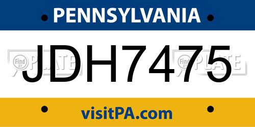 JDH7475 Pennsylvania License Plate