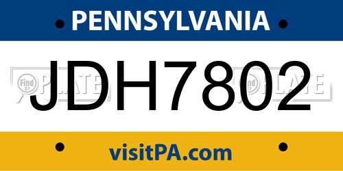 JDH7802 Pennsylvania License Plate