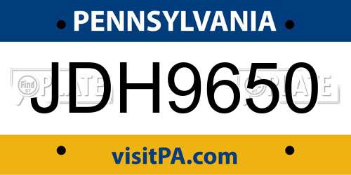 JDH9650 Pennsylvania License Plate