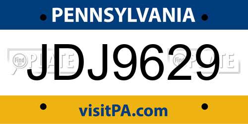 JDJ9629 Pennsylvania License Plate