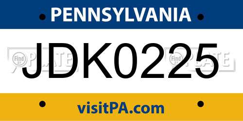 JDK0225 Pennsylvania License Plate