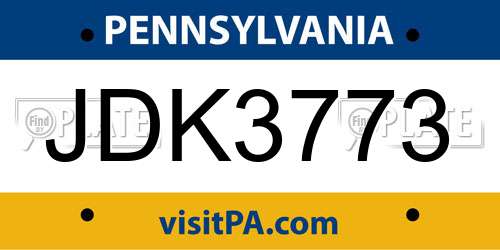 JDK3773 Pennsylvania License Plate
