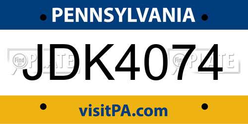 JDK4074 Pennsylvania License Plate