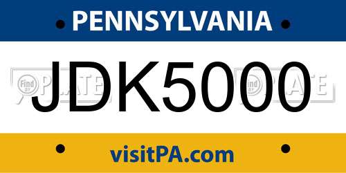 JDK5000 Pennsylvania License Plate