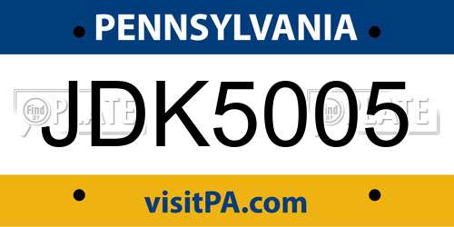 JDK5005 Pennsylvania License Plate