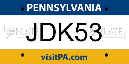 JDK53 Pennsylvania License Plate