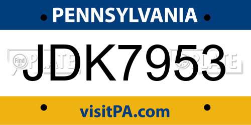 JDK7953 Pennsylvania License Plate
