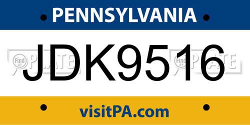 JDK9516 Pennsylvania License Plate