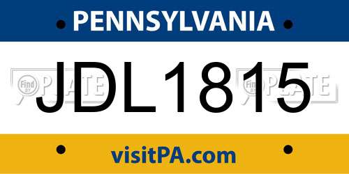 JDL1815 Pennsylvania License Plate