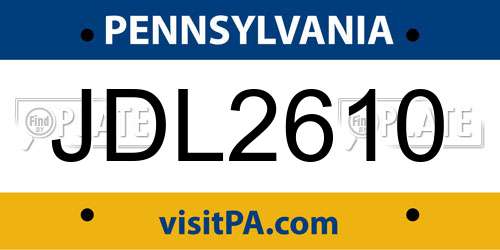 JDL2610 Pennsylvania License Plate